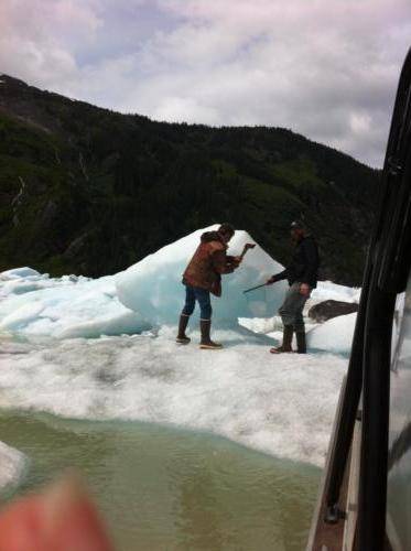 Harry and Casey getting glacier ice for cocktails